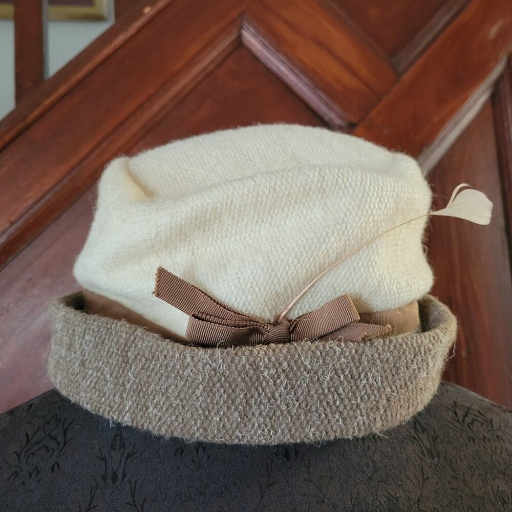 Vintage Phipps Rawak Hat Womens Beige Brown Wool